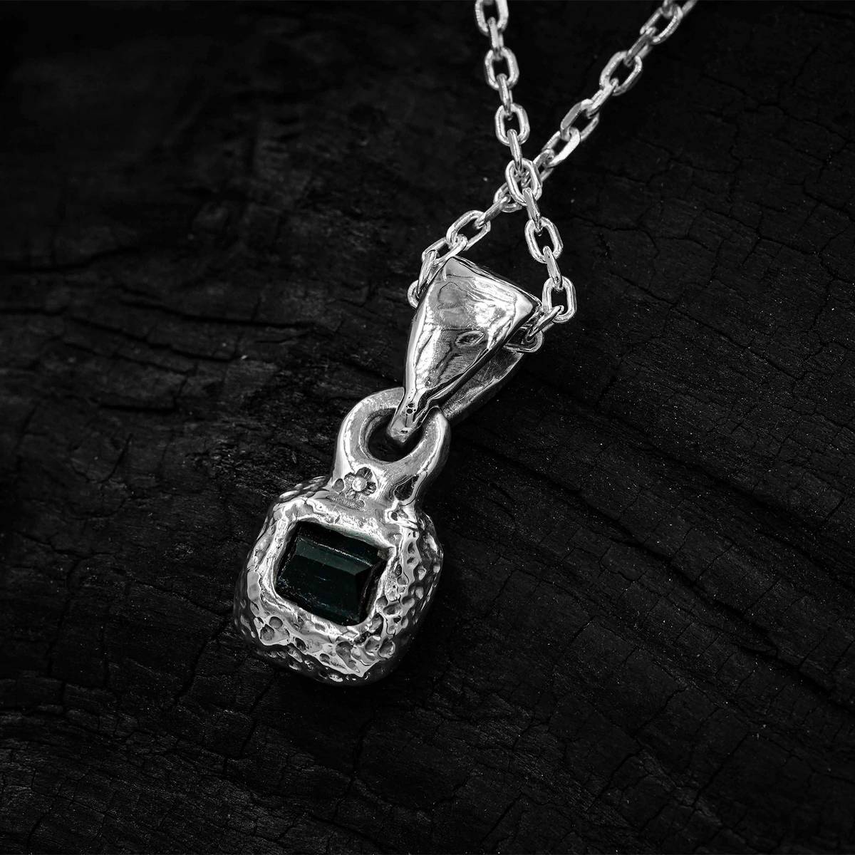 indigo blue tourmaline pendant