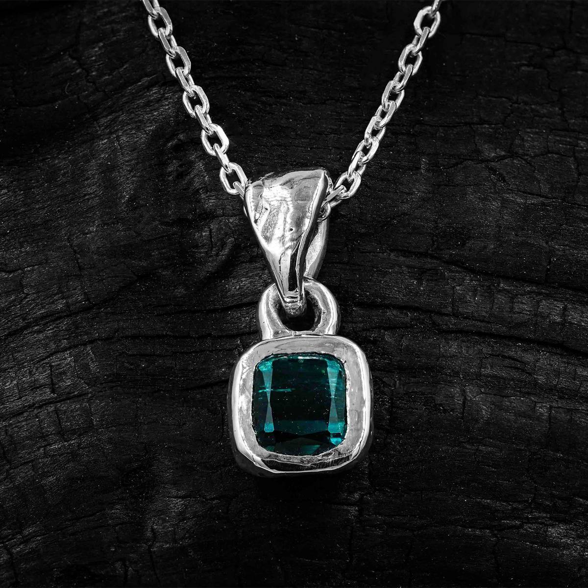 indigo blue tourmaline pendant