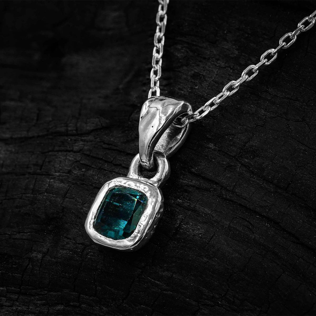 indigo blue tourmaline pendant