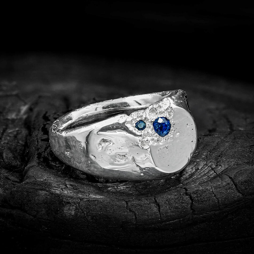 The Sapphire Erosion Signet Ring